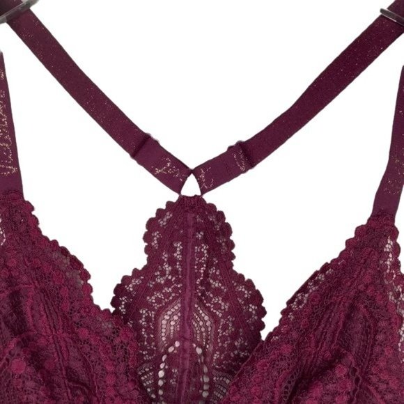 Victoria's Secret T-back Maroon Lace Bralette Size Small - Picture 6 of 12